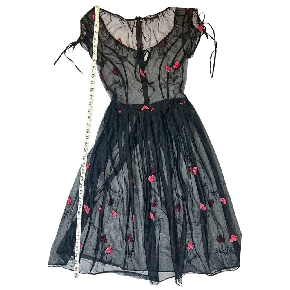Vintage Betsey Johnson Sheer Dress Embroidered 90s Y2K Whimsygoth Fairy Floral P - Picture 10 of 14